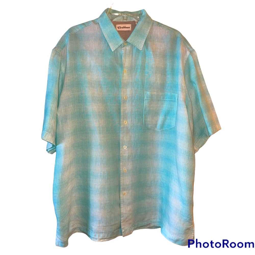 Caribbean Mint Green Button Down Casual Shirt XL